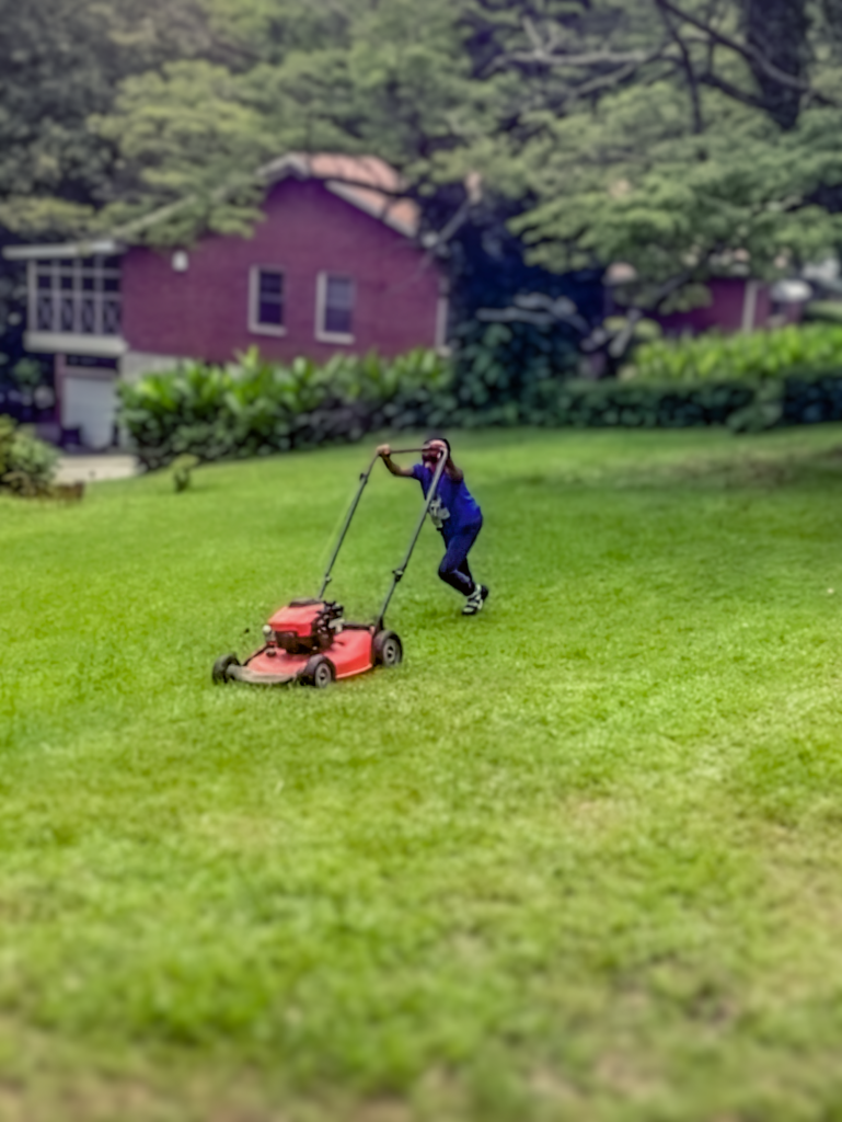 MP_mowing_crop Markecie Pike mowing a yard in Sylvan Hills Atlanta GA #SylvanYards